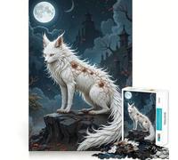 White Fox with Mystical Markings Puzzle for Adults 1000 Pieces Memory Play Game Firm Fit Secure Assembly Meaningful Connection Building Game (38x26cm)