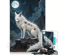 White Fox with Mystical Markings Teenagers 1000 Pieces Puzzle Mental Recall Game Tight Lock No Loose Pieces Travel-friendly Brain Game Gift (38x52cm)