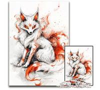 White Fox with Orange Flames Puzzle 1000 Pieces Jigsaw Puzzles for Adults for Parents Lovers FriendsAge 14 1000 PCS(38x26cm)