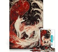 White Fox Yin Yang 1000 Piece Teenager Puzzles Mental Focus Game Precision Cut Smooth Edges Christmas Stocking Stuffer Game (38x26cm)