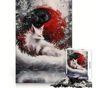 White Fox Yin Yang 1000 Pieces Puzzles for Adults Clear Thinking Stress Relief Fun Precise Edges Lovely Gift (50x75cm)