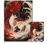White Fox Yin Yang Adult Jigsaw Puzzles 1000 Pieces Wooden Jigsaw Perfect for Birthday ChristmasHalloween Gifts 1000 PCS(75x50cm)