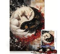White Fox Yin Yang for Adults 1000 Piece Jigsaw Puzzle Mental Exercise Serene Escape Snug Lock (50x75cm)