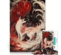 White Fox Yin Yang Jigsaw for Adults 1000 Pieces Brain Memory Game Laser Cut for Flawless Fit Unique Gift for Stress Relief (50x75cm)