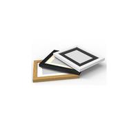 (White Frame White Mount, 12x8 Pic Size 10x6) MODERN Box Photo Picture Poster Frames with Black Mount 6 Colours Multi Sizes Black White Oak