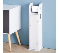 (White) Free Standing Bathroom Toilet Paper Roll Holder Cabinet