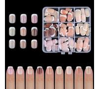 White French Tip Press Claw Almond Shape Tarnish Full Cover Gloss Nude Fingle Acrylic Nail Adhesive