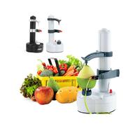 (White) Fruit Apple Pear Potato Peeler Cutter Slicer Kitchen Utensil Automatic Electric