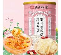 红枣坚果银耳藕粉羹White Fungus and Lotus Root Noodle Soup 600g *1can,Lotus Root Starch Sweet Scented osmanthus Corn Soup Chinese yam, Red date nuts, breakfast, meal substitutet (1 can)