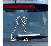 White Funny Dog Moving Tail Sticker Dog Windscreen Wiper Stickers Cute Animal Puppy Car Sticker Waterproof Rear Window Wiper Sticker Decoration Car