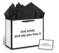 White Funny Gift Bag (Just Smile and Say You Love It)