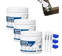 White Furniture Touch-Up Paste with Brush, 1.41 Oz Professional Wood Filler & Wall Repair Cream, Portable Floor Scratch Repairs Paste, Create a Seamless Effect, For Furnitures and Flooring (3PCS)
