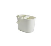 Whitefurze Cream 15Lt Durable Plastic Mop Floor Cleaning Bucket w/Detachable Strainer