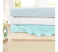 White Gabriella Bedspread - Machine Washable Bedding With Floral Design & Matelasse Weave - Size Single, Measures 135 X 200Cm