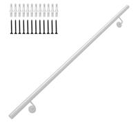 White Galvanized Iron il for Stairs | Wrought Iron Railing with Wall Brackets | Elderly & Did Armrest Guardrail | 11ft (330cm) Stair Banister