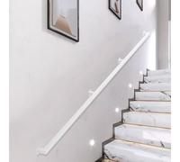 White Galvanized Metal Hand Rail 13.1ft Industrial Iron Banister Railing for Indoor & Outdoor Use Wall Mount Guardrail Safe irway & Balcony Support
