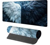 White Gaming Mouse Mat 1600x800x3mm, Mouse Pad Large Wing, Desk Mat with Stitched Edge, Mousepad with Non-Slip Rubber Base, Office Accessories, Keyboard Pad, for Gifts, PC, Gaming, Desk Office, 9-4395