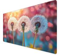 White Gaming Mouse Pad Dandelion Large Mouse Mat Comfortable Mousepad with Smooth Cloth Surface, Textured Wear Resistant, Improved Precision and Speed, Mousemat 600x300x3mm, Desk Accessories K7-840