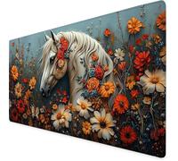White Gaming Mouse Pad Horse Large Mouse Mat Comfortable Mousepad with Smooth Cloth Surface, Textured Wear Resistant, Improved Precision and Speed, Mousemat 1500x800x3mm Office Product for Men K7-176