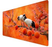 White Gaming Mouse Pad Red-Crowned Crane Large Mouse Mat Comfortable Mousepad with Smooth Cloth Surface, Textured Wear Resistant, Improved Precision and Speed, Mousemat for Desk 600x300x3mm K7-136