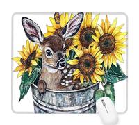 White Gaming Mouse Pad,Sunflower Mouse Pad 360x300x3mm Mousepad Small Size Stitched Edge,Waterproof Non-Slip Rubber Base Mousemat Improves Accuracy and Speed,Desk Mat Laptop for Office and Home D-255