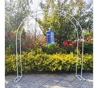 White Garden Arch, Climbing Plant Trellis, Maria Rose Arbour Support, Garden Column 200cm x 240cm, Perfect for Vines, Flowers & Outdoor Decor, & Stylish Garden Feature