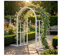 White Garden Arch Trellis for Climbing Plants Rustproof Iron Arbor with Strong Base Support for Vines & Roses Perfect for Weddings & Outdoor Patios (W260*H230cm)