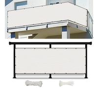 White Garden Fence Cover 120x500 cm UVResistant Balcony Railing Protector with Grommets & Ties for Outdoor Spaces Ideal for Patios & Gardens