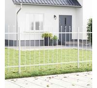 White Garden Fence Panels, 4 Pcs Powder-Coated Steel, 6.8 x 1.2 m Durable Outdoor Fencing for Yard, Decorative Backyard Lattice