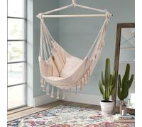 (White) Garden Hanging Canvas Hammock Swing Chair