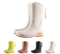 White Gardening Shoe Women Calf Wellies Ladies' Leg Half-Height Wellington Boots Short Rainboots Slip-On Rain Boots and Waterproof Short Booties Dog Walking Festival ankle Wellies Size 4.5 Footwear