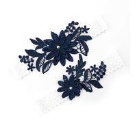 White Garters for Bride 2 Pieces, Wedding Garter for Bride Elasticity Lace Garter, Wedding Garter Set for Bride, Navy Blue, 40-60cm