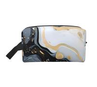 White Gary Marble Cosmetic Bag for Women, Abstract Texture Makeup Bag Portable Toilet Organizer Pouch Travel Accessories Gift