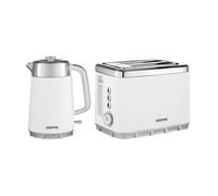 GEEPAS 1.7L Electric Kettle & 2 Slice Toaster Kitchen Combo Set | 3000W Rapid Boil Cordless Jug Kettle | Auto Shut-Off 360° | 930W Bread Toaster 7 Browning Levels Cancel Defrost Reheat | Arcus White