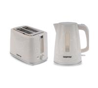 GEEPAS Skye 1.7L 2200W Cordless Electric Kettle, 900W 2 Slice Bread Toaster Combo Set | 360° Rotational Base, Concealed Heating & Strix Control l 7 Level Browning Control, Crumb Tray | White