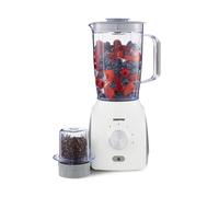 Geepas 600W 2 in 1 Food Jug Blender, 1.8L Jar & 60G Mini Coffee Spice Mill | 6 Pcs Stainless-Steel Blades with 3 Speed & Pulse Option | Turbo Button for Ice Crushing, Overheat Protection, White