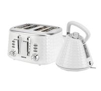 Geepas 4 Slice Bread Toaster & 1.5L Cordless Electric Kettle Combo Set with Textured Design - 1750W Toastie Machine with 7 Browning Control - 3000W Pyramid Kettle with Auto Shut Off & Boil Dry Sensor