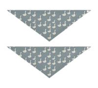 White Geese Wild Flowers Gray Blue 2 Pack Dog Grooming Bandanas Bulk Bib Handkerchief Pet Accessories for Dogs Cats