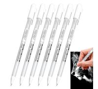 White Gel Pen, 6 Pcs 0.8mm Fine Point White Pens for Art Drawing Highlight Marker Rollerball Pens for Black Paper, Sketching, Journaling Notebooks, Crafting, Illustration, Adult Coloring Books