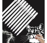 White Gel Pens 10-Pack, 0.8mm Fine Tip for Black Paper, Art, Drawing & Coloring Books - Rollerball White Ink Pens for Artists & Adults