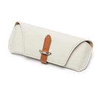 (White) Genuine Leather Glasses Case, Portable Retro Eyeglasses Case, Lightweight Durable Soft Sunglasses Case for Women Men