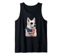 White German Shepherd Patriotic USA Flag Bandana Dog Lover Tank Top