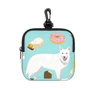 White German Shepherd, Square Zipper Storage Bag, Neoprene Coin Purse, Small Wallets, Change Pouch, Change Purse