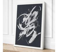 White Gestures on Grey Canvas Wall Art Print 36x24 Inch