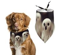 White Ghost Dog Bandana Triangle Dog Scarf Washable Polyester Dog Bibs Cute Pet Bandana for Medium Large Dogs Puppy and Cats
