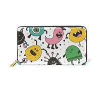 White Ghost Monsters Wallet Real Leather Zipper Coin Phone Purse Clutch for Women