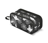 White Ghost Spider Web Pencil Case Boys Girls Pen Bag Pouch School Kids | Perfect for Kids Teens Adults Student, Big Large Capacity, Stationery Organizer Supplies, Zipper Compartment, Portable Handle