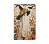 White Ghost Wearing Black Witch Hat Single Toggle Blank Wall Plate Light Switch Cover Decorative 1 Gang for Kitchen Room Bathroom Size 11.4x7cm