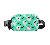 White Ghosts Bat Halloween Fanny Pack for Women Men Crossbody Belt Bag Fashion Waist Packs Purse with Adjustable Strap Waist Pouch for Outdoors Workout Travel
