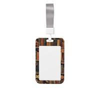 White Ghosts On Books Shelves Sliding Id Badge Holder Hard Plastic Work Card Case Name Tag Protector for Nurses Office